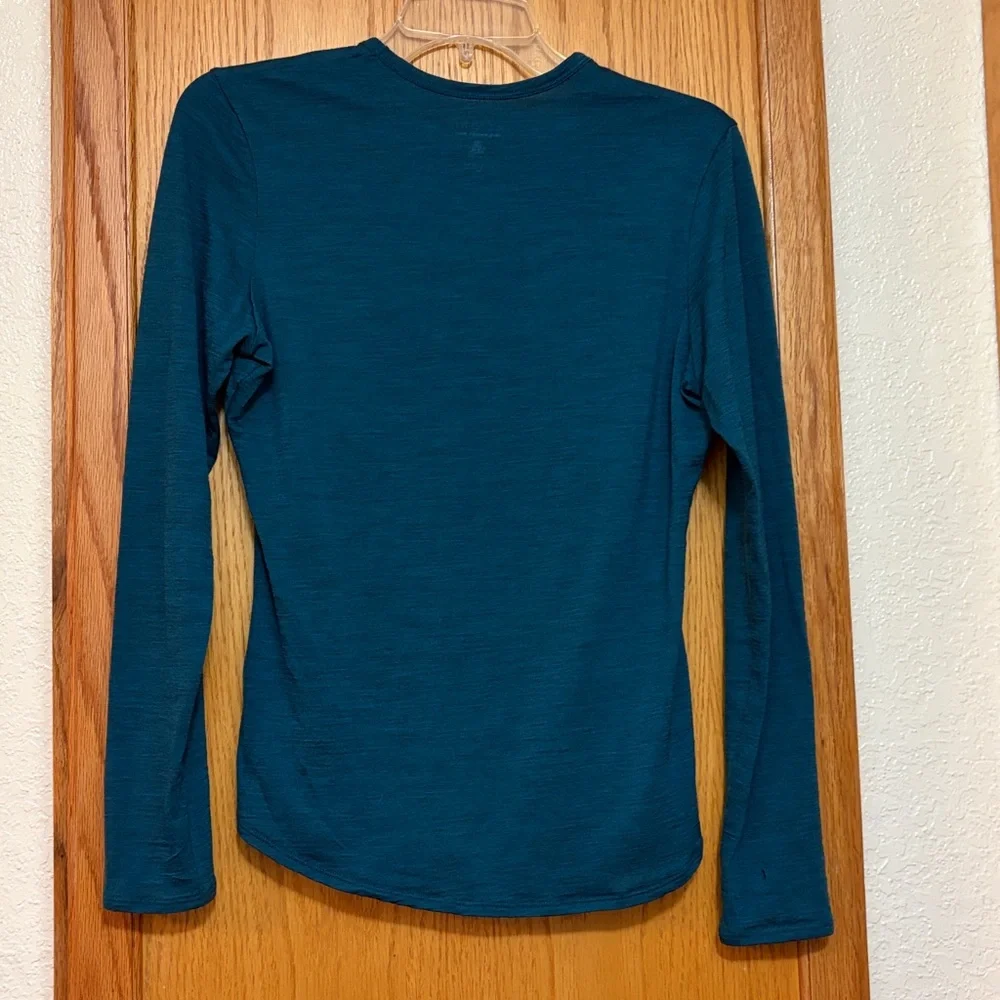Segments Long Sleeve Crewneck Top Teal 100% merino wool shirt baselayer - Picture 3 of 4